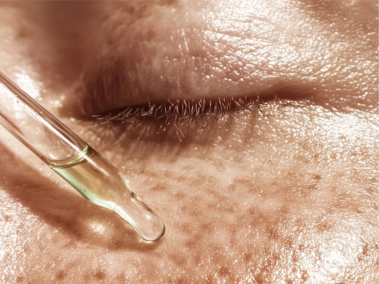 Serum dropper above skin
