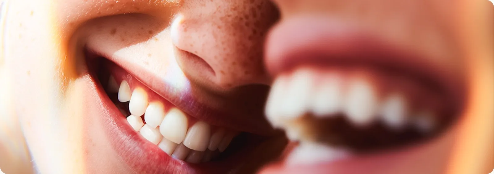 Close-up of two people smiling